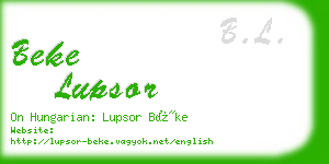 beke lupsor business card